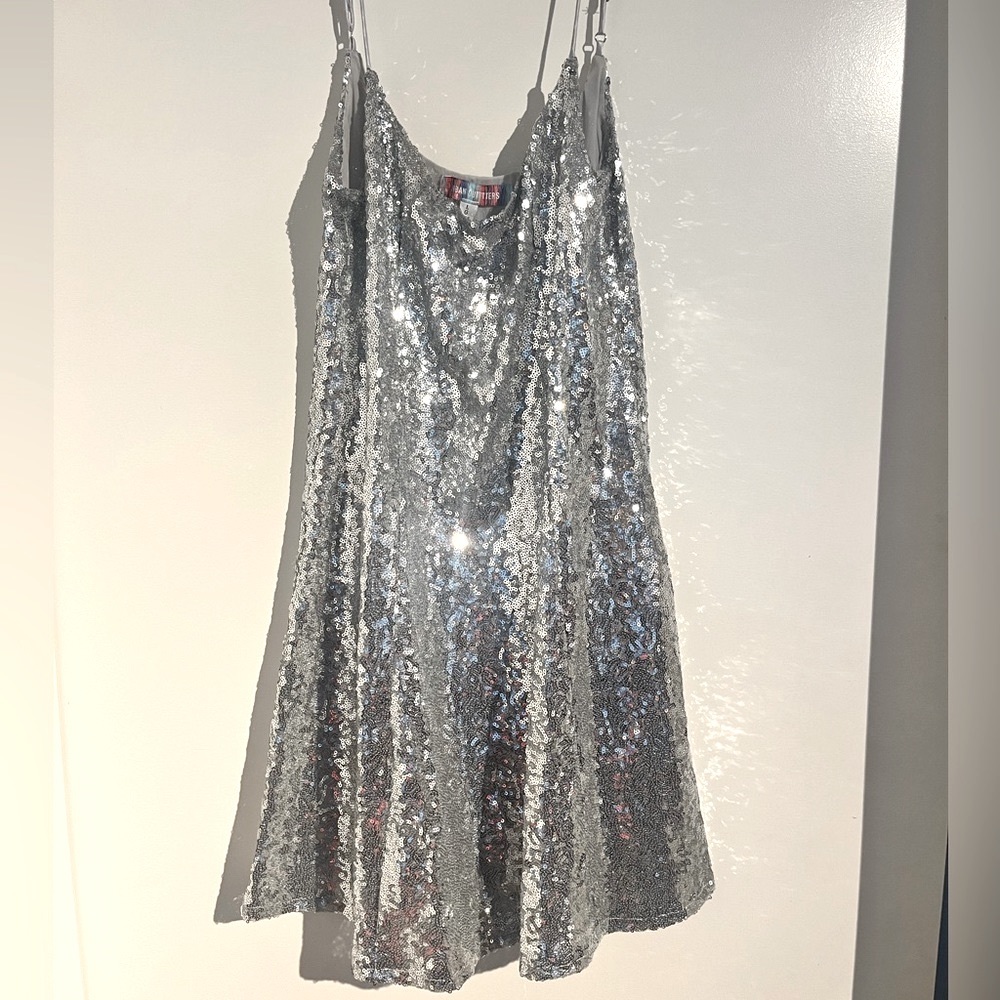Sexy Silver Sequin Mini Dress